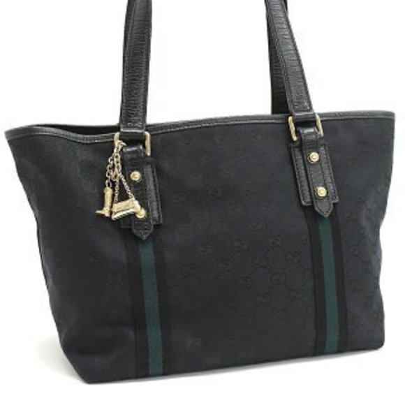 Gucci Tote Bag Sherry GG Canvas Black - Picture 1 of 8